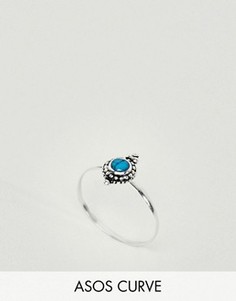 Серебряное кольцо с бирюзовым камнем ASOS CURVE - Серебряный