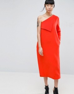 Платье миди с отворотом ASOS WHITE - Белый