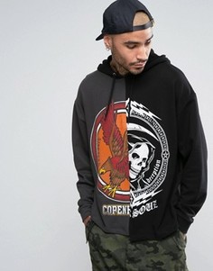 Oversize-худи с принтом ASOS - Черный