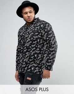 Рубашка классического кроя из вискозы с цветочным принтом ASOS PLUS - Черный