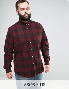 Бордовая узкая рубашка в клетку ASOS PLUS - Красный