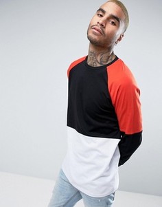 Удлиненный лонгслив колор блок ASOS - Черный