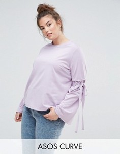 Топ с завязками на рукавах ASOS CURVE - Фиолетовый