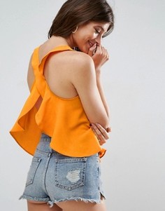 Топ с оборками и открытой спиной ASOS - Желтый