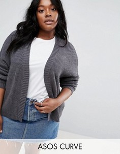 Кардиган крупной вязки с пышными рукавами ASOS CURVE - Серый