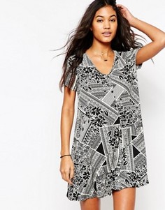 Свободное платье на пуговицах с плиточным принтом ASOS - Мульти