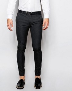 Темно-серые брюки суперзауженного кроя на свадьбу ASOS - Серый