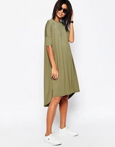 Свободное платье-футболка с закругленной кромкой ASOS - Зеленый