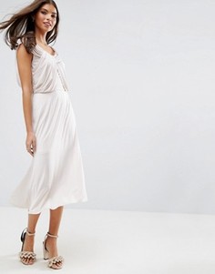 Платье миди с драпировкой ASOS WEDDING - Розовый