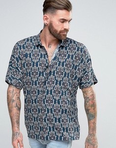 Рубашка классического кроя из вискозы с принтом пейсли ASOS - Темно-синий