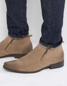 Серо-коричневые ботинки челси из искусственной замши на молнии ASOS - Stone