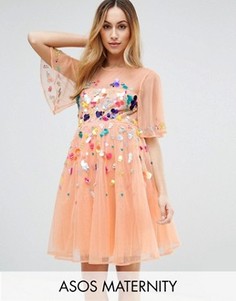 Платье мини с пайетками ASOS Maternity - Розовый