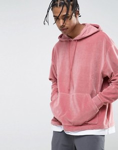 Велюровое oversize-худи с эффектом футболки ASOS - Розовый