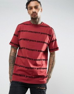 Oversize-футболка с бархатистым текстовым принтом ASOS - Красный