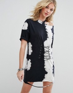 Платье с принтом тай-дай и шнуровкой Missguided - Серый