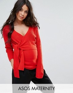 Джемпер с запахом и поясом ASOS Maternity - Красный