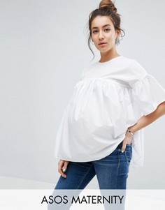 Присборенный топ для беременных ASOS Maternity - Белый