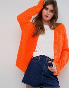 Кардиган крупной вязки с пышными рукавами ASOS - Оранжевый