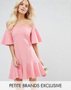 Платье мини с расклешенными рукавами John Zack Petite - Розовый