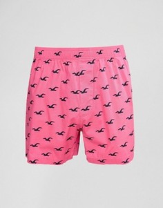 Тканые розовые боксеры с логотипом Hollister - Розовый