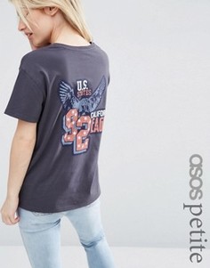 Выбеленная футболка с принтом 90 ASOS PETITE - Серый