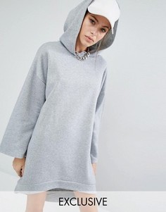 Трикотажное платье с капюшоном и удлиненной спинкой Bones - Серый