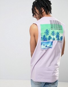 Футболка без рукавов с пальмами на спине ASOS - Фиолетовый
