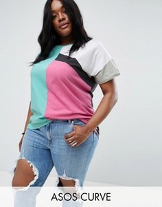 Футболка колор блок в стиле 80-х ASOS CURVE - Мульти