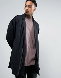 Драпированное трикотажное оversize-пальто с молнией ASOS - Черный