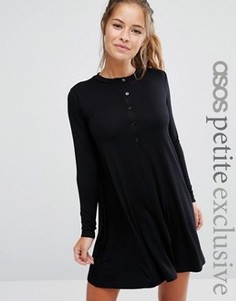 Свободное платье на пуговицах ASOS PETITE - Черный