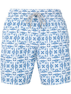 geometric leaf print swim shorts Capricode