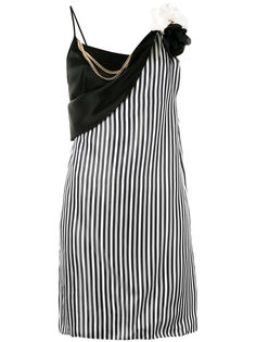 striped floral brooch dress Lanvin