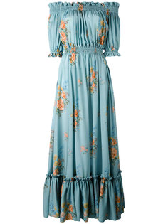 off the shoulder smocked dress Alexander McQueen