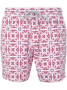 geometric leaf print swim shorts Capricode