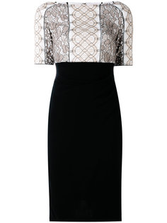 lace appliqué fitted dress Talbot Runhof