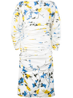 ruched floral print dress Salvatore Ferragamo