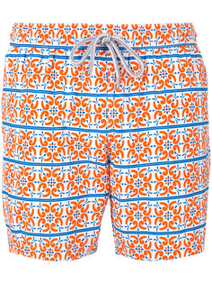 tile print swim shorts  Capricode