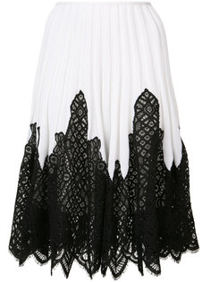 lace inset pleated skirt Oscar de la Renta