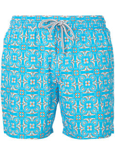 tile print swim shorts  Capricode