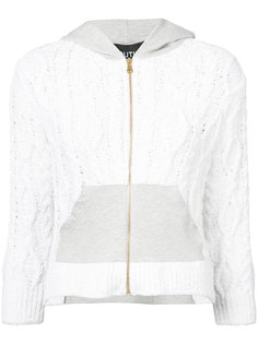 cable knit jersey pocket hoodie Boutique Moschino