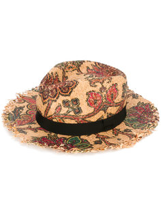 плетеная шляпа с цветочным принтом Etro
