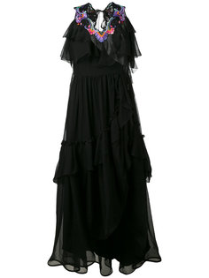 многоярусное платье с вышивкой Alberta Ferretti