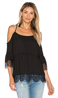 Cold shoulder top with lace trim - 1. STATE