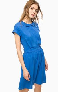 Синее платье из вискозы с короткими рукавами Ichi