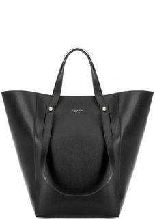 Вместительная черная кожаная сумка Tosca BLU