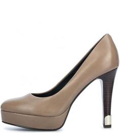 Коричневые кожаные туфли на высоком каблуке Tommy Hilfiger