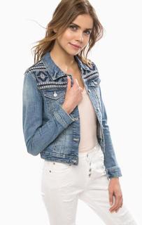 Синяя джинсовая куртка с декоративной вышивкой Tom Tailor Denim