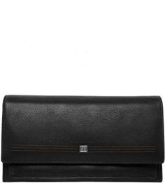 Черный кожаный кошелек на кнопке Sergio Belotti