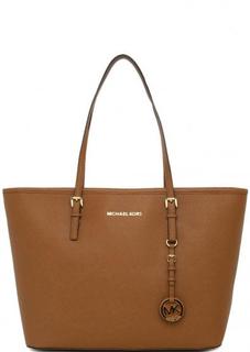 Коричневая сумка из натуральной кожи с двумя ручками Michael Michael Kors