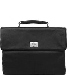 Кожаный портфель с откидным клапаном на замке Sergio Belotti